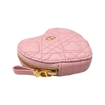 Christian Dior Chain Heart Pouch S5097unid 43-Ma-0293 Calfskin Pink Gold