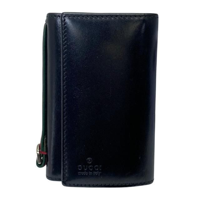 Gucci 131928 6-stack Key Case Key Ring Sherry Line Web Stripe Leather Black