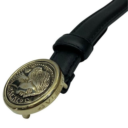 Bvlgari Bulgari Monete Belt Accessories Ancient Coin Motif Small Leather Black