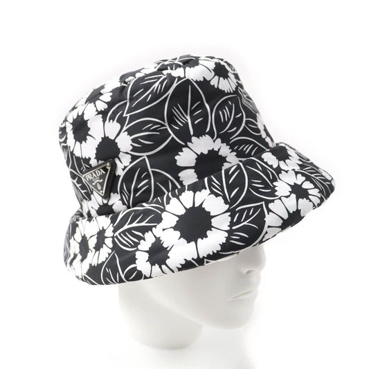 Prada 2021 1hc248 Re Nylon Floral Pattern Bucket Hat With Triangle Logo Plate