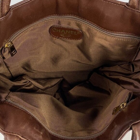 Chanel Raffia Tote Summer Shoulder Bag Straw Beige Brown
