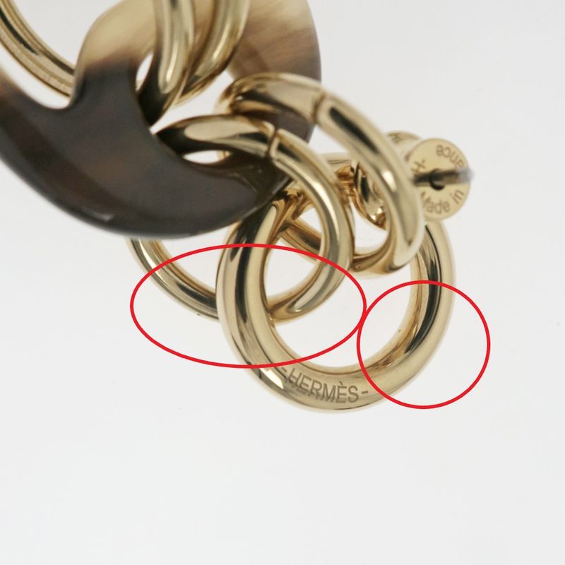 Hermes Yulidice PM Earrings Buffalo Horn Pair Brown Gold Hardware