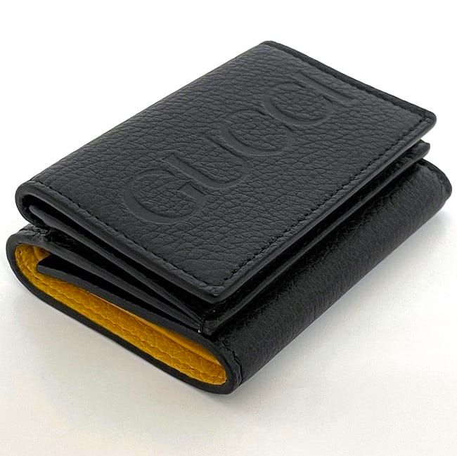 Gucci Trifold Wallet Black 736151 2067 Unused Excellent Condition Leather