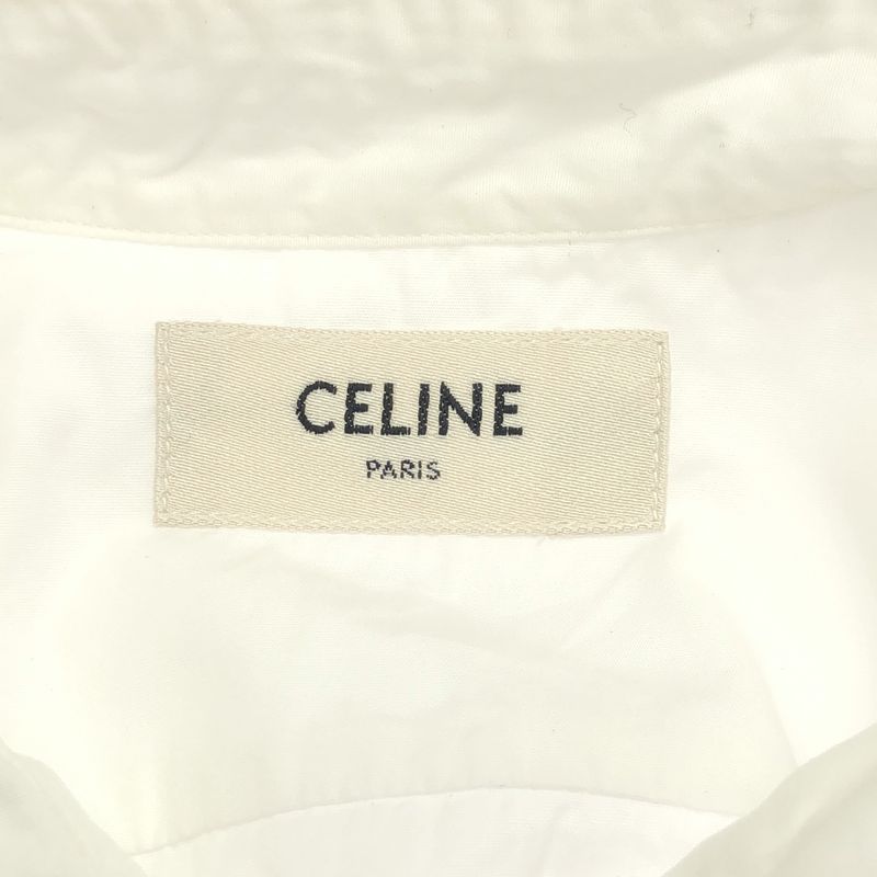 Celine - Cotton Poplin Long Sleeve Shirt - 37 - White - Mens