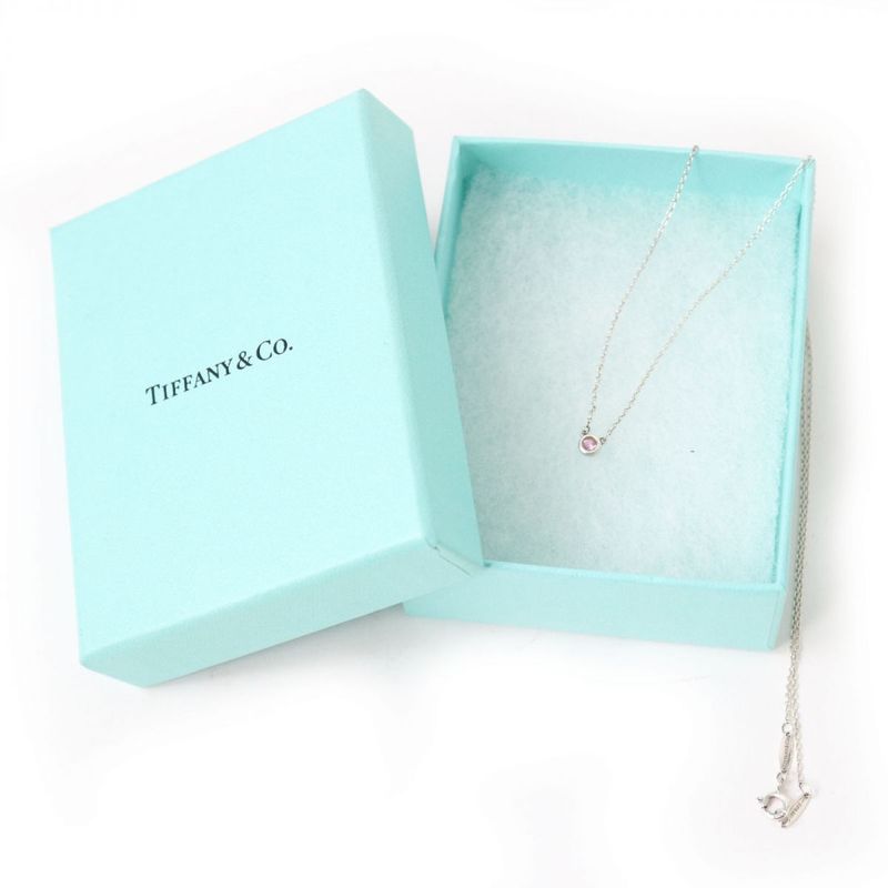 Tiffany & Co Elsa Peretti By-the-yard Ag925 1P Pink Sapphire Necklace Pendant
