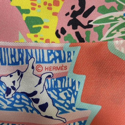 Hermes Scarf Twillie Pink And Multi Ribbon Scarf / Canine