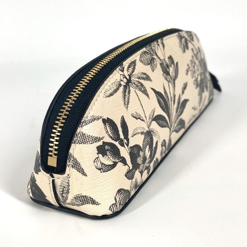 Gucci Pen Case Herbarium Logo 662130 Leather Black