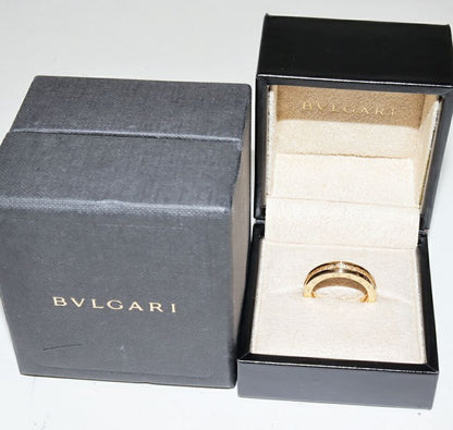 Bulgari Ring 18K Yellow Gold Diamond Bzero1 Ring XS 1 Band Full Diamond An850561
