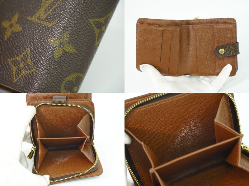 Authentic Louis Vuitton LV Compact Zip Monogram Fold Wallet Brown M61667