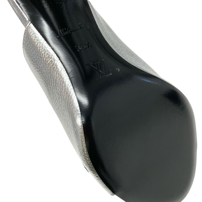 Louis Vuitton Indiana Line Sandals Shoes Leather Metallic Silver Gold LV Logo