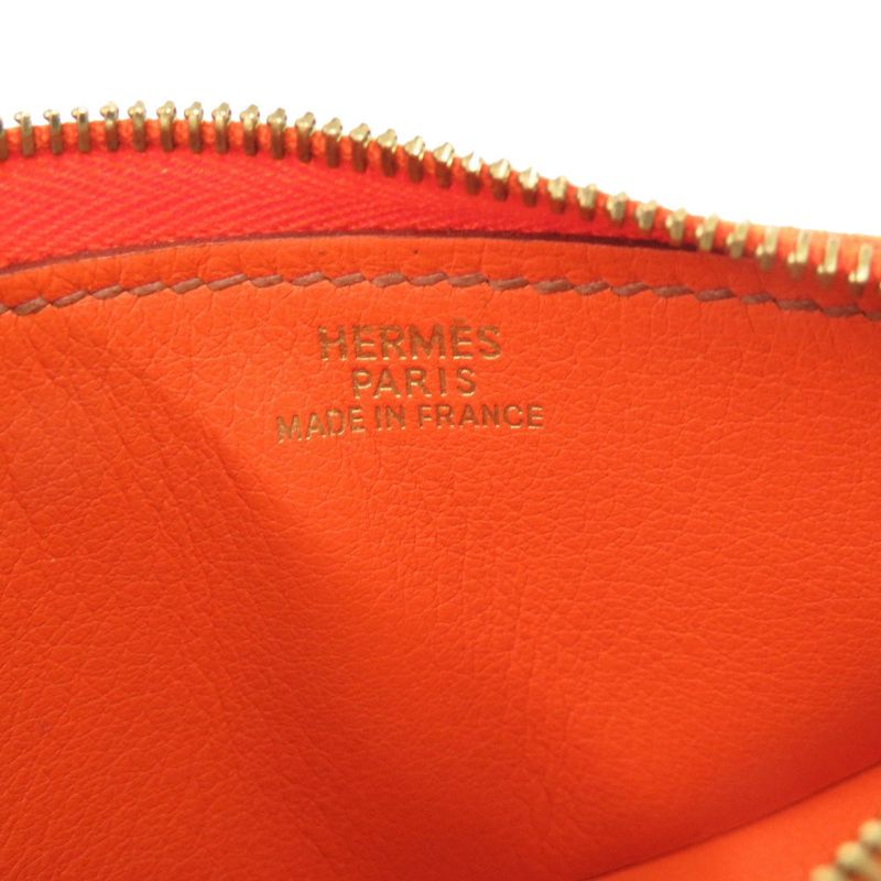 Hermes Fruit Orange Leather Orange Brown □F Engraved Coin Case Coin Purse