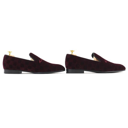 Louis Vuitton Hauteuil Line Logo Embroidery Velvet Damier Shoes Loafers
