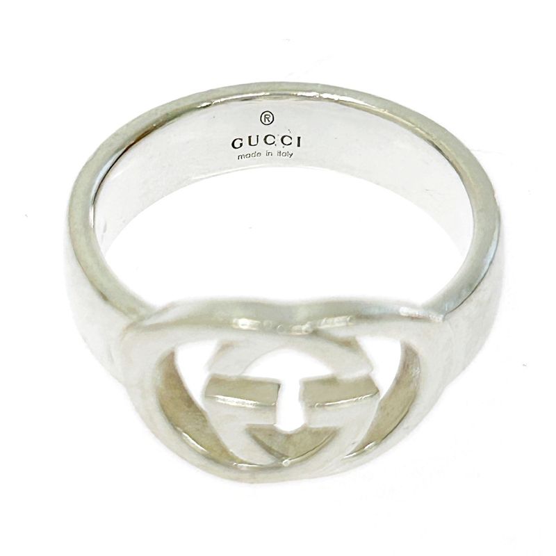 Gucci Silver Interlocking G Ring 5.4g 925 Engraved 304649 Ring with Box