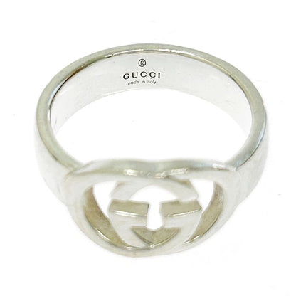 Gucci Silver Interlocking G Ring 5.4g 925 Engraved 304649 Ring with Box
