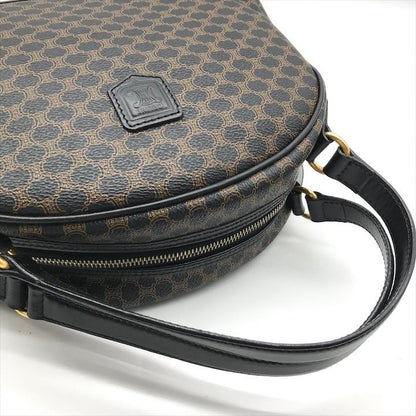 Celine Black Macadam Hand Boston Bag Brown Leather