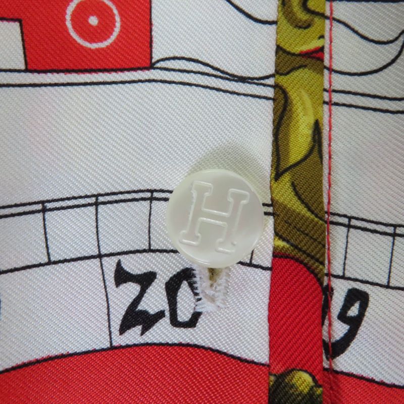 Hermes Vintage Astrology Twillene Silk Switch Cashmere Knit Short Sleeved Polo