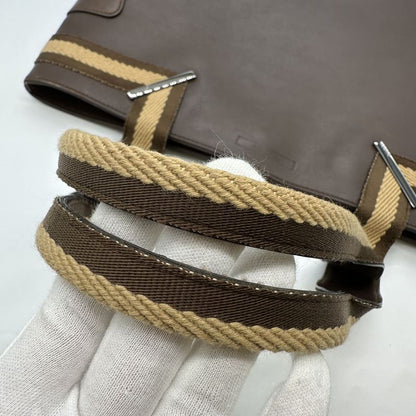 Gucci 002 1135 Handbag Sherry Line Leather Brown Ladies Men Vintage Fashion