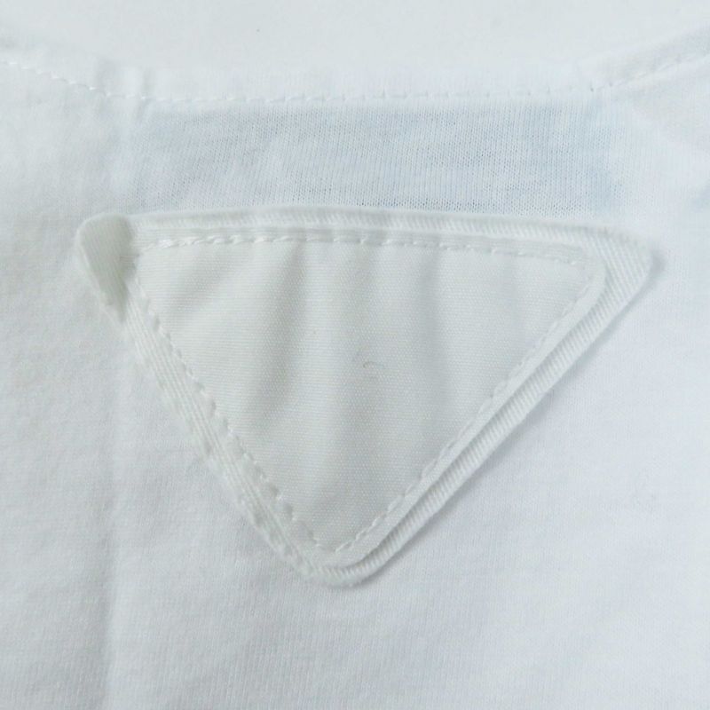 Prada 23SS P29980 Cotton Triangle Logo Embroidery Mesh Cropped Sleeveless Top/