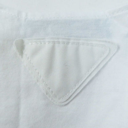 Prada 23SS P29980 Cotton Triangle Logo Embroidery Mesh Cropped Sleeveless Top/