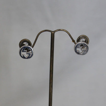 Gucci G Motif Earrings Interlocking AG 925 Silver E1119