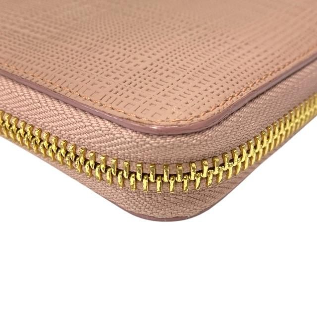 Loewe Linen Zip Wallet Long Wallet Round Zipper Anagram Leather Pink Beige