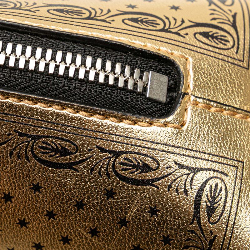 Gucci X SEGA Guccy Print 511189 Gold Black Leather Women's Gucci