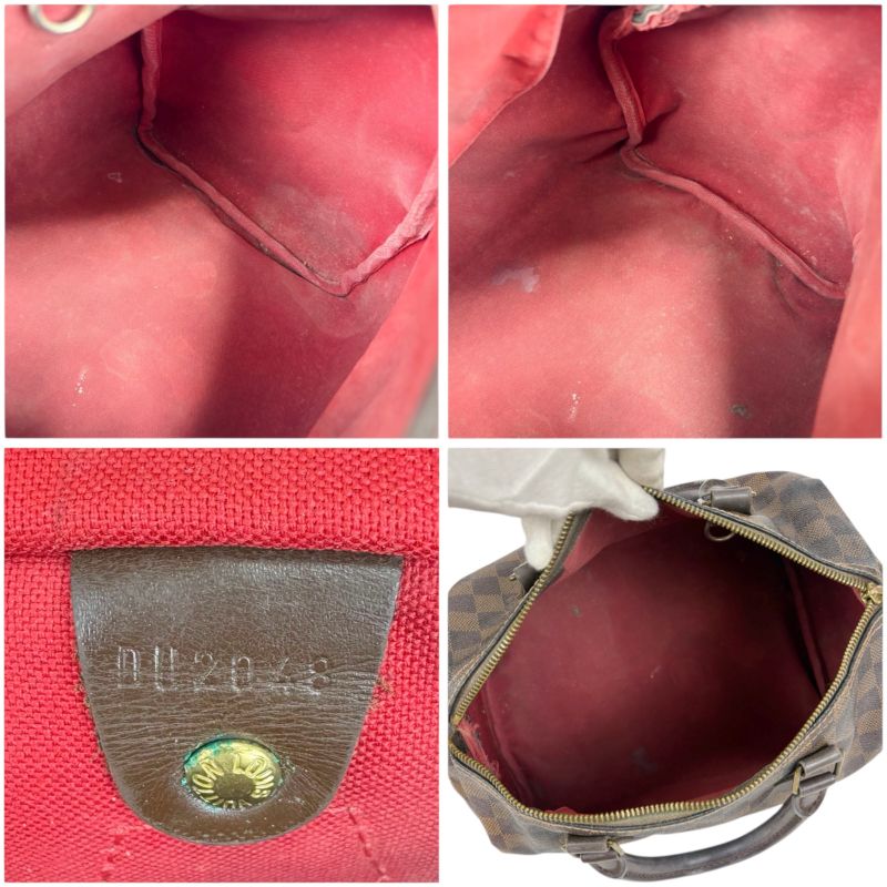 Louis Vuitton Speedy 30 Damier Leather Handbag Mini Boston Bag Brown