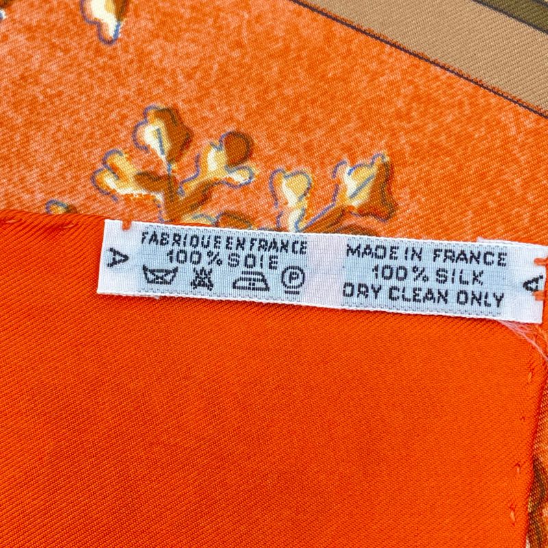 Hermes Carre 90 Neige D'antan Last Year's Snow 100% Silk Scarf Orange