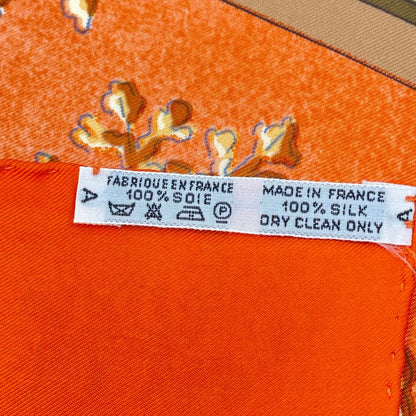 Hermes Carre 90 Neige D'antan Last Year's Snow 100% Silk Scarf Orange