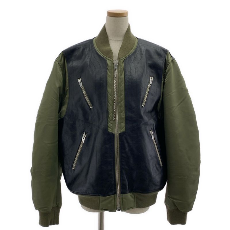 Celine - 2022aw - Cowhide Leather Cow Leather Nylon Twill Bi-material Bomber