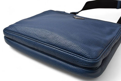 Prada Shoulder Bag Prada Cross Body Bag Vitello Daino Deerskin Navy Triangle