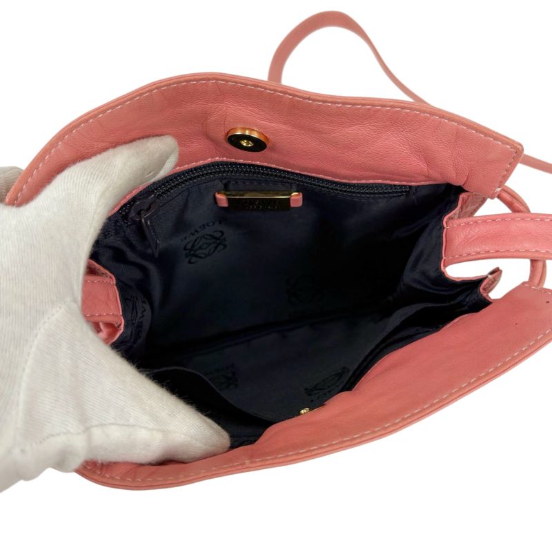 Loewe Mini Shoulder Bag Drawstring Shape Flamenco Pink Nappa Leather Anagram