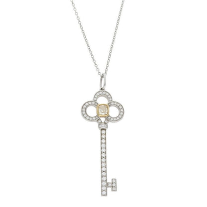 Tiffany & Co Crown Key Pt950 X 18K Diamond Necklace Ladies