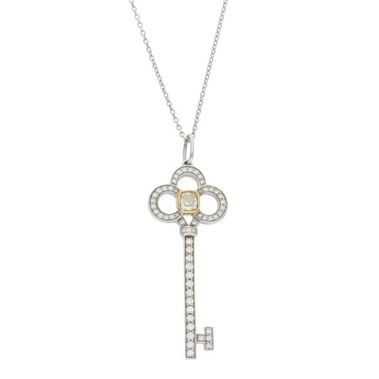 Tiffany & Co Crown Key Pt950 X 18K Diamond Necklace Ladies