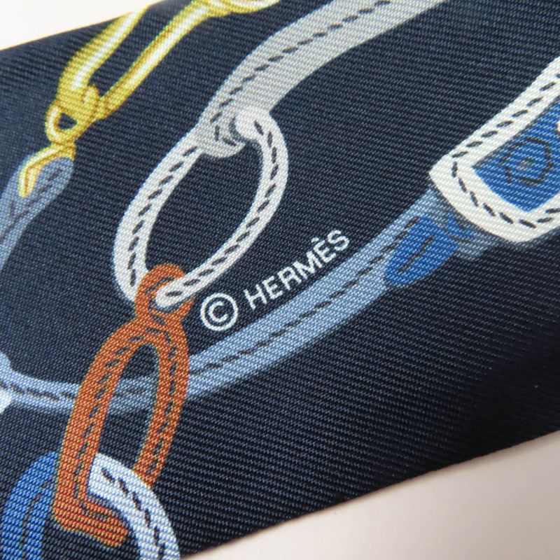 Hermes Twilly Brides De GALA Brides De Gala Silk Marine/beige Dore/gold Scarf