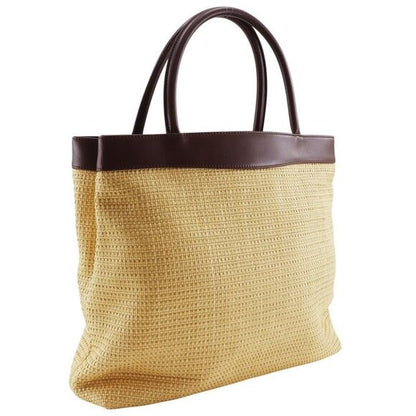 Chanel Raffia Tote Summer Shoulder Bag Straw Beige Brown