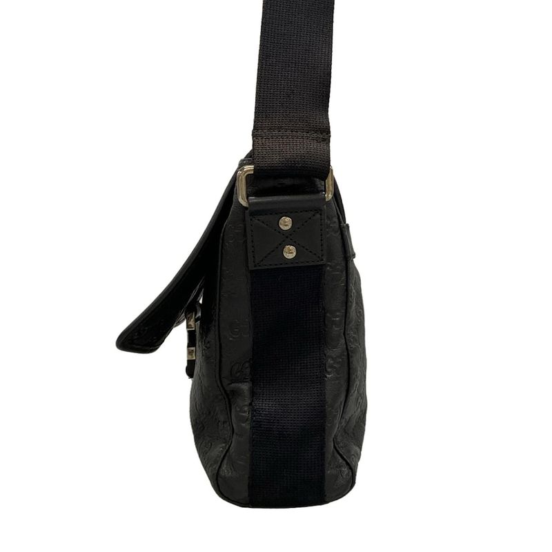 Gucci Shoulder Bag Stripe Line 246067 Black Leather