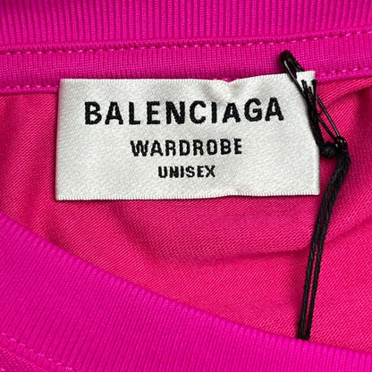 Balenciaga 612965 Logo Print Crew Neck Short Sleeve T-shirt Pink S Genuine