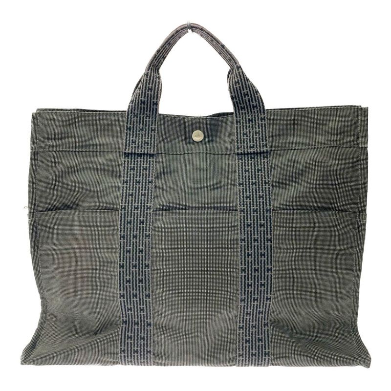 Hermes 100951m Canvas Her Line Tote MM Gray 391186 Tote Bag