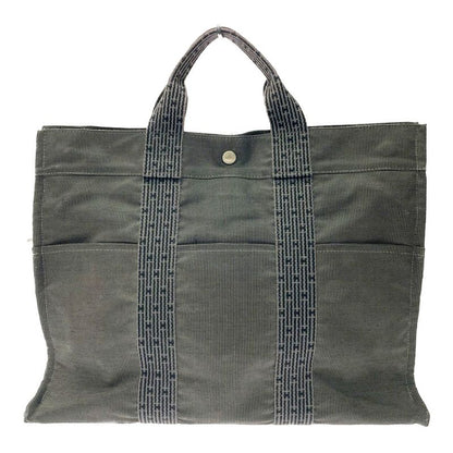 Hermes 100951m Canvas Her Line Tote MM Gray 391186 Tote Bag