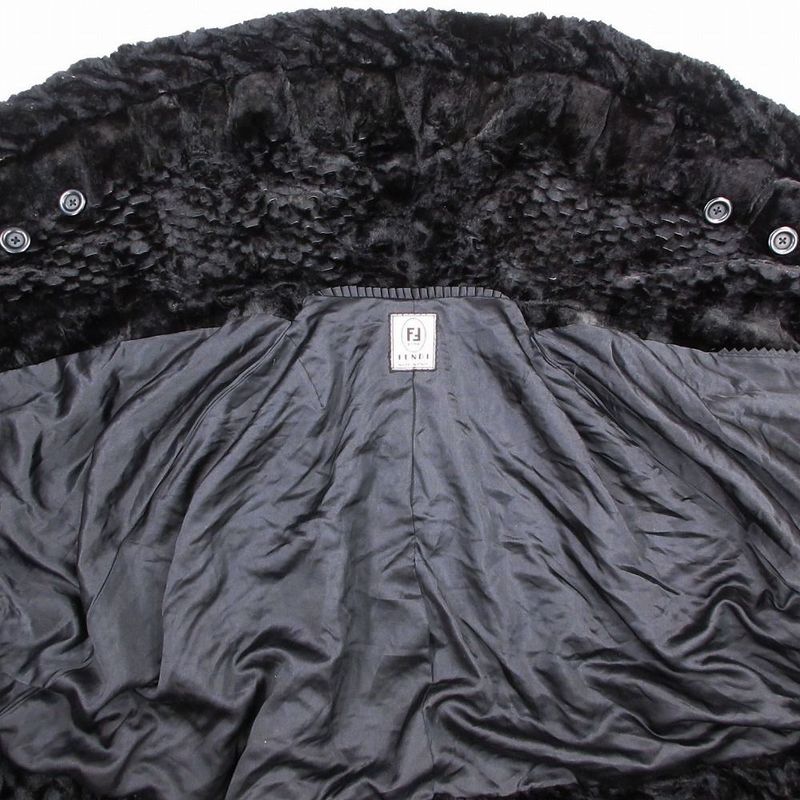 Vintage Fendi Fur Asymmetrical Long Cape Poncho Fur Coat Made in Italy Black Ur8