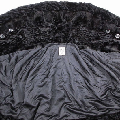 Vintage Fendi Fur Asymmetrical Long Cape Poncho Fur Coat Made in Italy Black Ur8