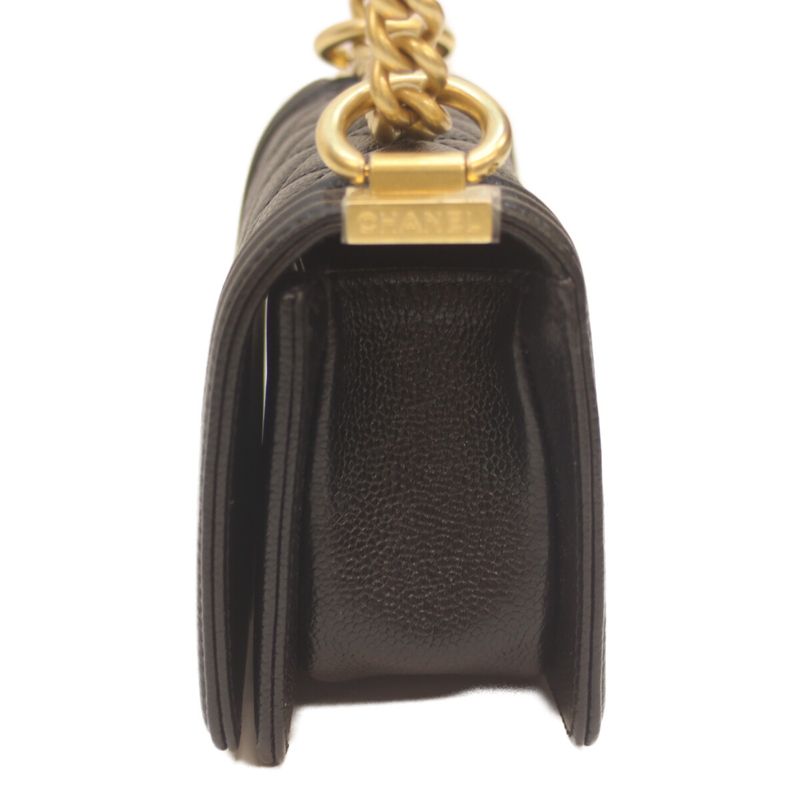 Chanel A67364 Black Caviar Skin Ghardware Mini Boy Chanel 15 Chain Shoulder Bag