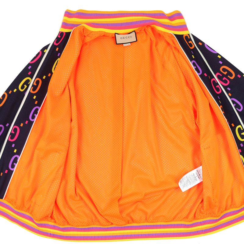 Gucci 701623 Jumbo GG Technical Jersey Track Jacket Navy Multicolor M Made In