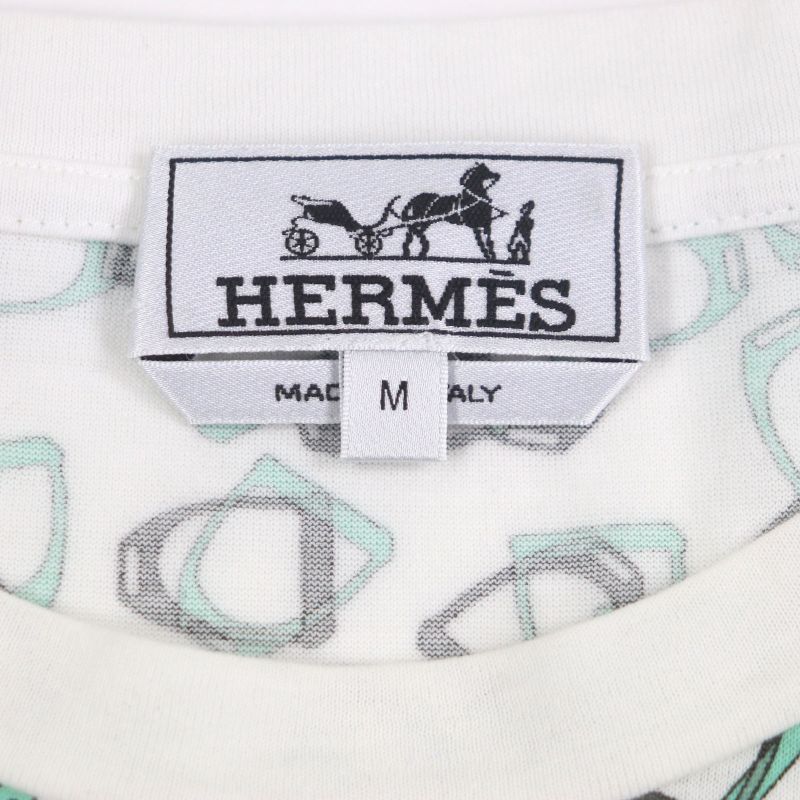 Hermes 100% Cotton Chaine D'ancre Print Crew Neck Short Sleeve Short Sleeve