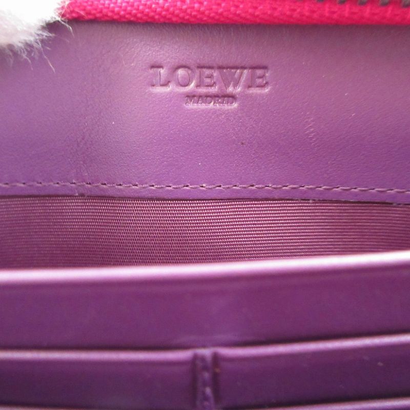 Loewe Heritage Leather Pink Round Zipper Long Wallet 1223 Loewe