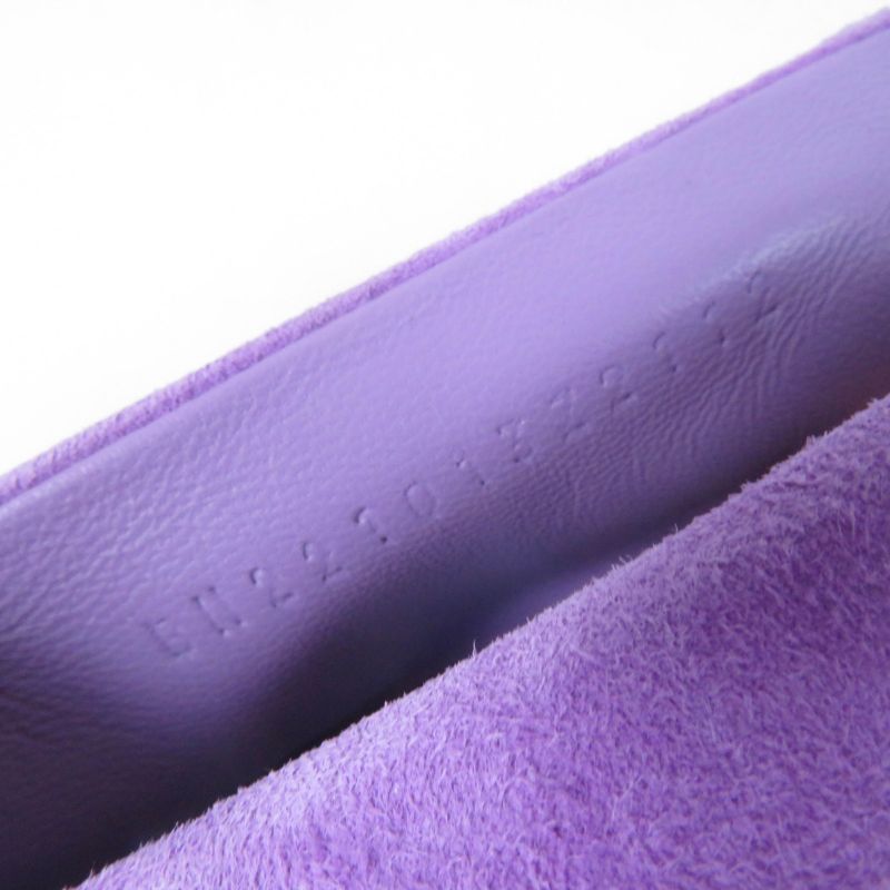 Hermes Eva Suede Leather Ribbon Ballet Shoes Flat Pumps Purple 37 With Box And