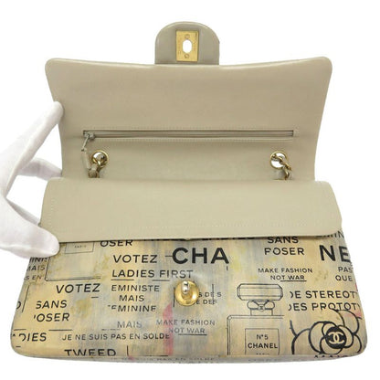 Chanel Matelasse 25 Double Flap Beige Gold Chain Shoulder Bag Leather 21th Coco