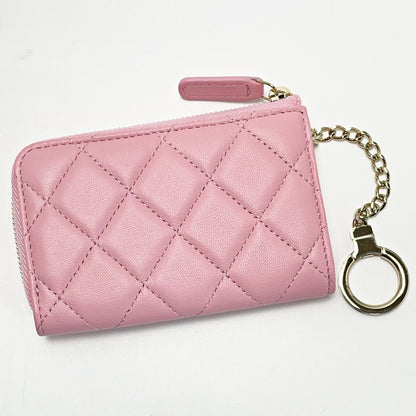 Chanel Matelasse Ap0221 Baby Pink Coin Case Lambskin Ladies Gold Hardware