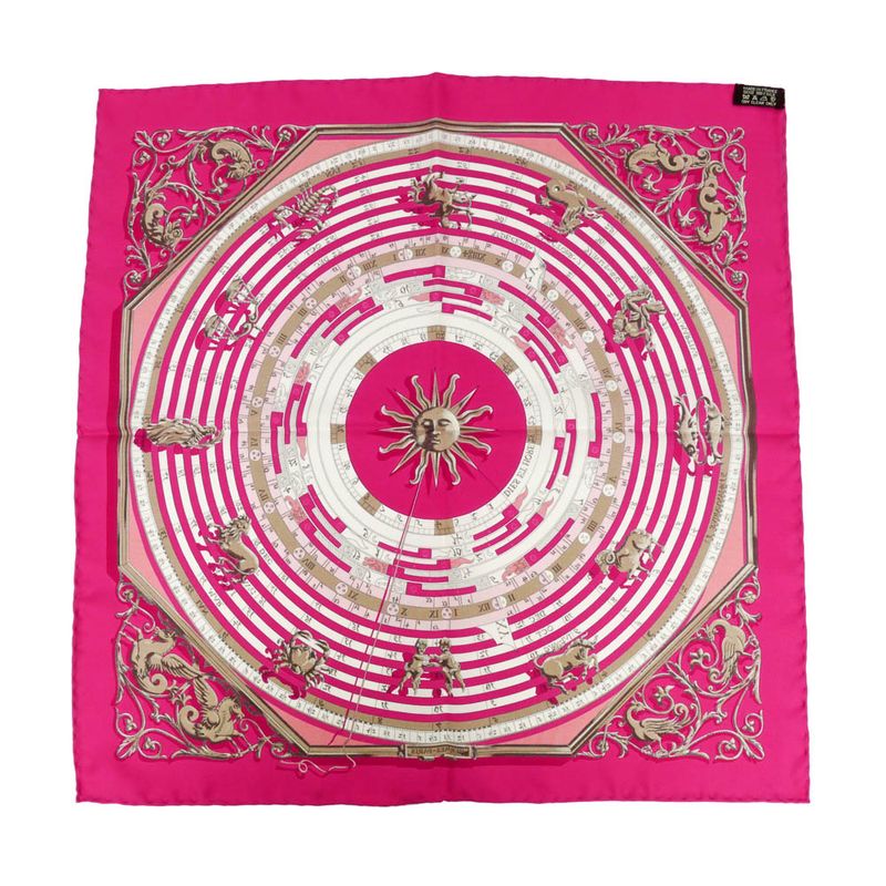 Hermes Carre 45 Scarf Astrology Petit Carre DIES ET HOPE Silk Pink